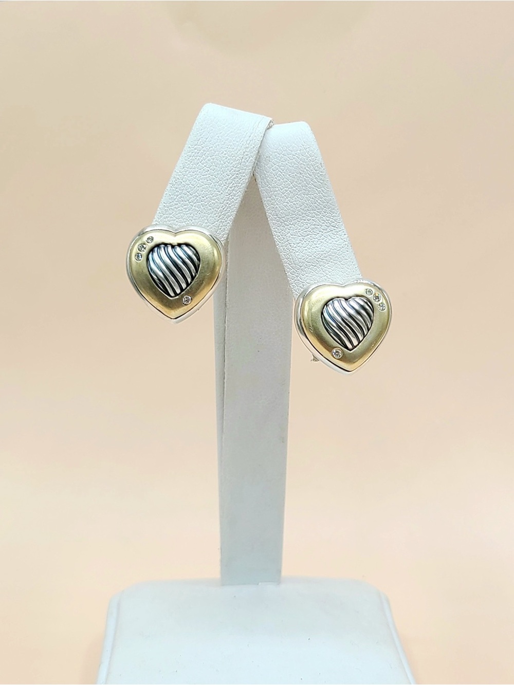 David Yurman Sculpted Heart Earrings With Diamonds And Gold